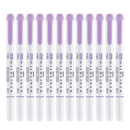 Zebra Pen Mildliner Dual-Tip Highlighters, Broad and Fine Tips, Ideal for Bible Highlighting, No Bleed, School Supplies, Teacher Supplies, and Office Supplies, Mild Violet Ink, 12-Pack (78180upc) - color: Violet
