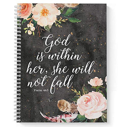 Gotcha Covered Notebooks Softcover She Will Not Fall 8.5" x 11" Religious Spiral Notebook/Journal, 120 College Ruled Pages, Durable Gloss Laminated Cover, White Wire-o Spiral. Made in the USA - color: She Will Not Fall