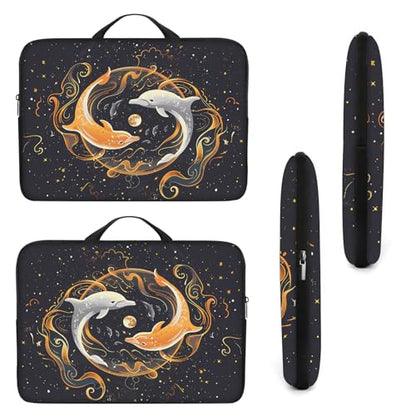 Laptop Sleeve Bag with Handle Computer Protective Soft Cover Case for 14 Inch 13 Inch Laptop,Dolphin Yin Yang - color: Dolphin Yin Yang