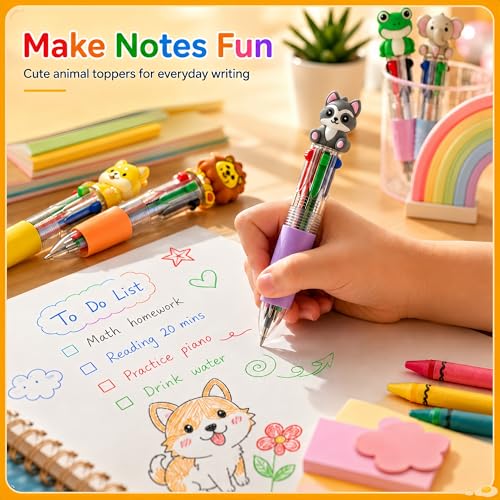Oneshow 28 Pack Mini Animal Pens, Cute 4-in-1 Multicolor Ballpoint Pens | 3D Forest Animal Pens for Classroom Prizes, Teacher Reward Pens, Party Favors, Birthday Gifts & Back to School Supplies - style: Animal-28PCS