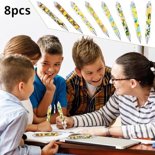 Idealmuzik Lemon Pens Set – Fun Citrus-Themed Pens for Girls, Students, and Stationery Lovers – Smooth Writing Ballpoint Pens for School, Journaling, or Gifts – Bright and Cheery Design, 8 Pack - style: Lemon