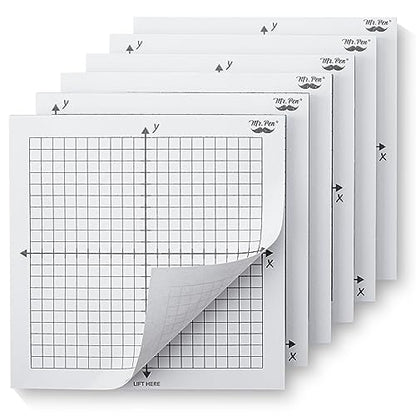 Mr. Pen- Graph Sticky Notes, 3x3 Inch, 6 Pads, 50 Sheets/Pad, 300 Sheets | 6 Grid Designs, White, Square Graph Paper Notes, Grid Sticky Note Pads for Math, Study, Journals, Planners - color: White