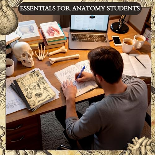 Colarr 6 Pcs Composition Notebook College Ruled Paper Vintage Composition Notebook 110 Page 7-1/2" x 9-1/4" Anatomy Medical Illustration Skull Skeleton Med Journal Radiology Tech Student - style: Anatomy