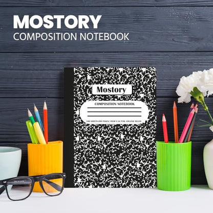 MOSTORY Pack of 5 Composition Notebook - College Ruled 200 Pages (100 Sheets), Size 7.5" x 9.75", Bulk School Supplies, Office, Bulk Notebooks for School, Writing Journal Notebook with Lined Paper - size: 5 Pack