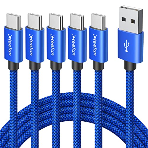 CLEEFUN USB to USB C Cable 6ft, 5-Pack USB A to Type C Cable Fast Charging | for iPhone 17 16 15 Pro Max Air Plus, for Samsung Galaxy S26 S25 S24 S23 S22 S21 S20 A17 A16 A56 A55 A26 A35 A36, Blue - color: Blue, size: 6ft