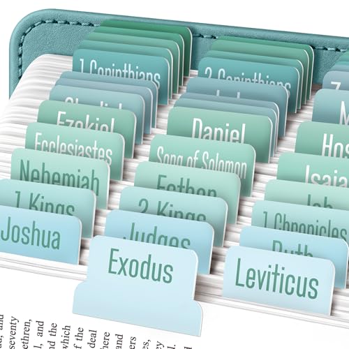 EssexWares – Ocean Solid Color Bible Tabs for Old and New Testament, 80 Large Print Tabs for Bible Study, Water-Resistant and Durable Bible Index Tabs for Women and Men - 1.7" Wide - color: Ocean