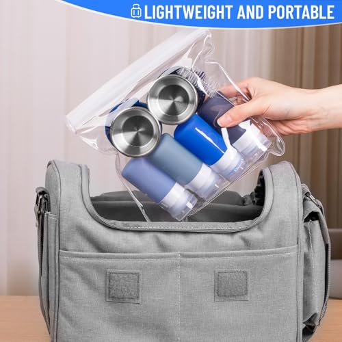 MICEBAY 8-Pack Salad Dressing Container To Go, 2-oz Silicone Small Condiment Squeeze Bottles and 1.6 oz Stainless Steel Sauce Containers Cups, Leakproof Condiment Containers with Lids for Lunch Box - color: Blue, size: 2-oz