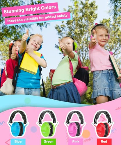 ZOHAN 032 Kids Noise Cancelling Headphones - 25dB NRR Kids Ear Protection, Hearing Protection Safety Ear Muffs for School Monster Truck Fireworks Traveling Studying Concerts Autism - Hot Pink - color: 1pack - Pink 2.0