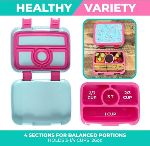 kinsho Bento Lunch Box for Kids Toddlers Girls, 4 Portion Sections Secure Lid, Microwave Safe BPA Free Removable Tray, Pre-School Kid Daycare Lunches Snack Container Ages 3 to 5, Pink Koala - color: Koala Bento