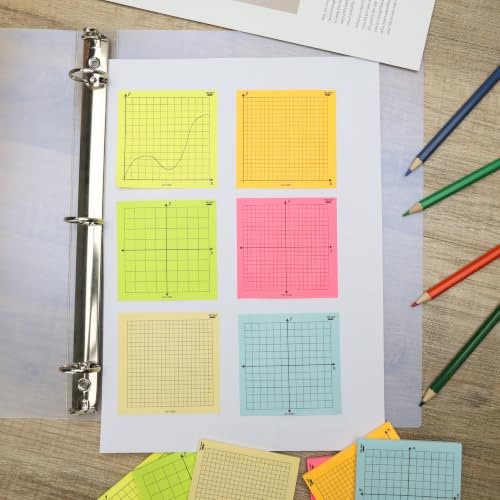 Mr. Pen- Graph Sticky Notes, 3x3 Inch, 6 Pads, 50 Sheets/Pad, 300 Sheets | 6 Grid Designs, Bright Colors, Square Graph Paper Notes, Grid Sticky Note Pads for Math, Study, Journals, Planners - color: Bright