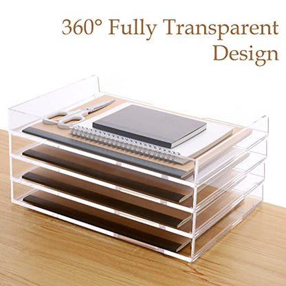 SANRUI 2-Tier Acrylic Paper Tray Organizer, Clear Stackable File Organizer for Desk, Paper Sorter Desk Organizer for Home Office Supplies - style: Enlarged File Trays 2 Tier