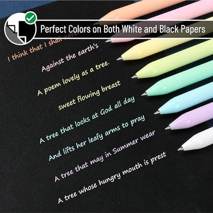Mr. Pen- Retractable Gel Pens, 8 Pack, Macaron Pastel Color Ink | Fine Point 0.7 mm, Fast Dry, Smooth Writing, Cute Gel Ink Pens for Drawing, Writing Planner and School Supplies
