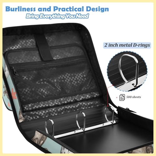 Seals 2inch 3 Ring Zipper Binder Multi-Pocket Storage Holds 14 Inch Laptop for Students and Office Use - color: Seals