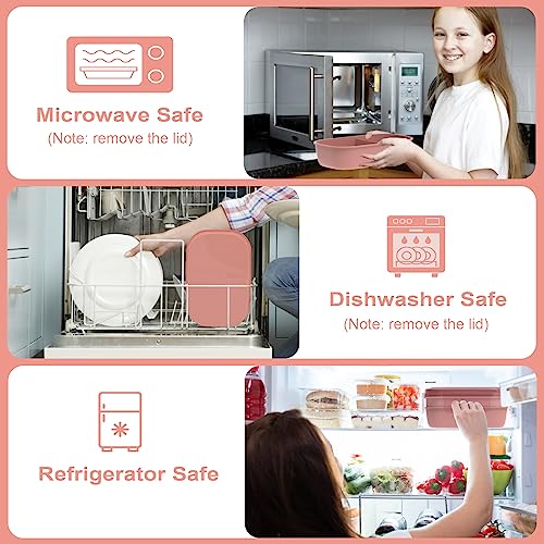JBGOYON® Bento Lunch Box Set - 3 Stackable Containers for Adults and Kids，lunch box for women- Includes Lunch Bag, Leak-Proof and BPA-Free - Built-in Utensil Set - Dishwasher Safe (Pink) - color: Pink set