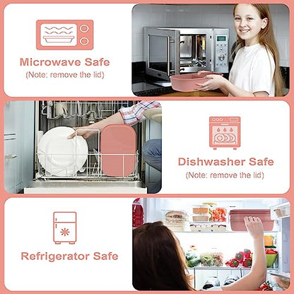 JBGOYON® Bento Lunch Box Set - 3 Stackable Containers for Adults and Kids，lunch box for women- Includes Lunch Bag, Leak-Proof and BPA-Free - Built-in Utensil Set - Dishwasher Safe (Pink) - color: Pink set