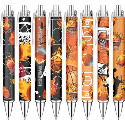 Basketball Pens Set – Fun Sports-Themed Writing Pens for kids,Students, and Coaches – Smooth Black Ink and Comfortable Grip – Great Party Favors, School Rewards, and Holiday Gift Ideas, 8 Pack - style: Basketball
