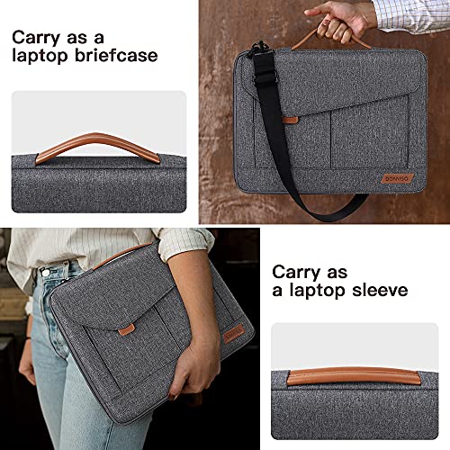 DOMISO 14 Inch Laptop Sleeve Bag Water Resistant Business Briefcase Carrying Shoulder Bag for Lenovo Chromebook S330/Flex 4/Thinkpad L480 E480 T480s/HP ProBook 640 G4/Dell Inspiron 5480 5481,Grey - color: Grey, size: 13.5 - 14 Inch