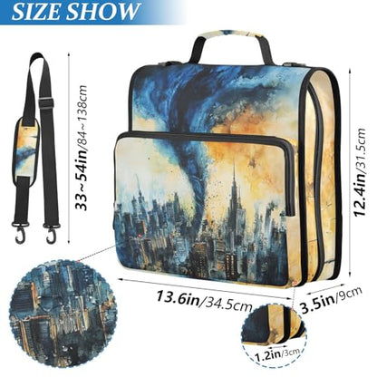 Krafig Storm Blue Tornado Zipper Binder Bag 3 Ring with Handle Shoulder Strap, Binder File Organizer Bag Storage Case for School Office Work