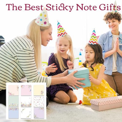 Wildflower Sticky Notes Gifts, 9 Pack Flower Notepads 3x3 Inches, Floral Spring Summer Self-Adhesive Memo Pads, School Teacher Office Study Supplies Gift (450 Sheets) - style: Wildflower