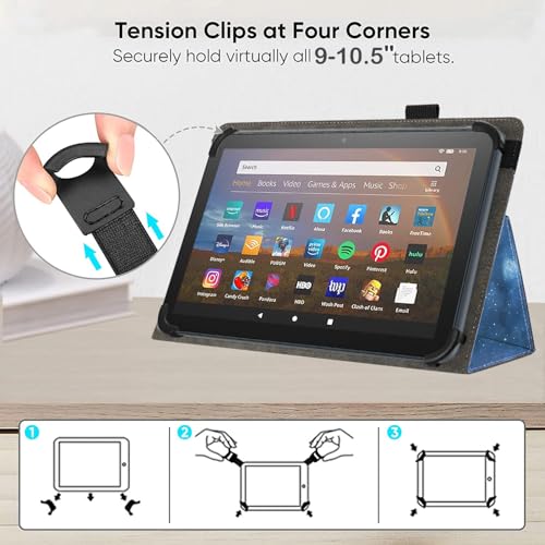 Universal 10 10.1 Inch Android Tablet Case,Slim Folding Stand Cover for All 9"-10.5" Touchscreen Tablet Case with Stylus Pen Holder,Starry Sky 02 - color: Starry Sky 02