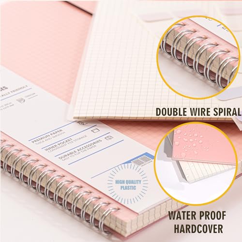 OWSC 3 Pack Graph Spiral Notebook, Hardcover Notebooks for Work A4 Graph | 5.9 x 8.3 IN Notebooks College Ruled for Note Taking, School and Journal with 80 Sheets/160 Pages 110 GSM Thick Papers - size: Graph-A4-3 Pcs