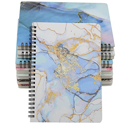 Yansanido Spiral Notebook, 8 Pcs A5 Marble Design Thick Hardcover 7mm College Ruled 80 Sheets -160 Pages Journals for Study and Notes (8 Style A5)