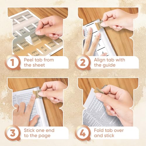 EssexWares - Boho Ombre Bible Tabs for Old and New Testament, 80 Large Print Tabs for Bible Study, Water-Resistant and Durable Index Tabs for Women and Men - 1.7" Wide - color: Boho Ombre