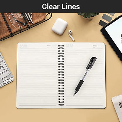 EUSOAR Spiral Notebook, A5 12packs 5.5"X8.3" 120 Pages Lined Travel Writing Notebooks Journal, Memo Notepad Sketchbook, Students College Office Business Subject Diary Ruled Book Journal-Black Cover - color: Black, size: 12 Packs