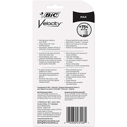 BIC Velocity Max Mechanical Pencils, With Colorful Barrel, Medium Point (0.7mm), 2-Count Pack Mechanical Pencils With Erasers and Lead Refills - size: 2 Count (Pack of 1), style: Medium Point