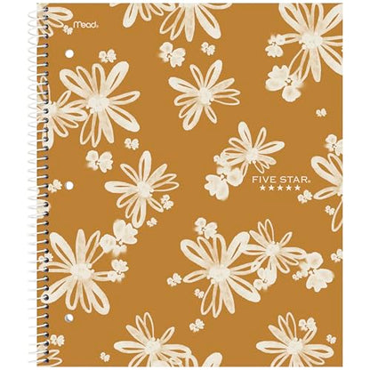 Five Star Spiral Notebook + Study App, 2 Pack, 1 Subject, College Ruled, 8-1/2" x 11", 80 Sheets, Fights Ink Bleed, Water Resistant Cover, Soft Petals (820331F-ECM)