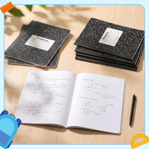Fainne 50 Pack B5 Composition Notebooks Bulk Wide Ruled 100 Pages Composition Book 7.5 x 9.8 Inch Marble Cover Journal Notebooks for College Office Back to School Supplies(Black) - color: Black