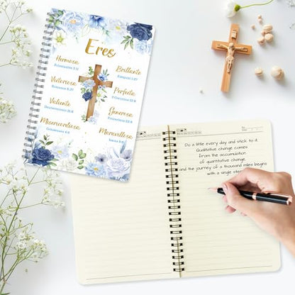 Xqumoi 2 Pack A5 Spanish Christian Spiral Notebooks - Floral Cross Religious Bible Verse Ruled Journal Writing Notebooks Inspirational Gift for Women Christmas Back to School Office Supplies - style: K-Spanish Christian