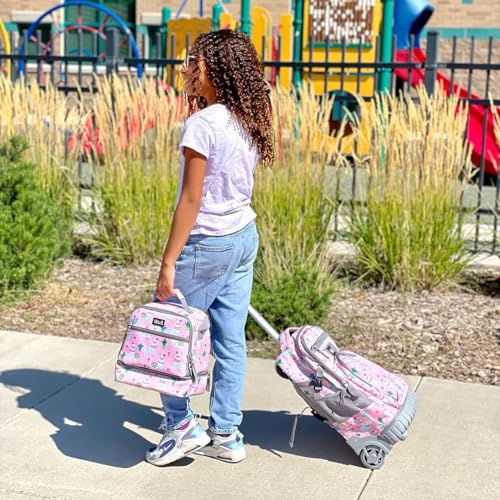 Tilami Rolling Backpack 18 inch Wheeled Laptop Backpack School College Student Travel Trip Boys and Girls, Alpaca - color: Alpaca