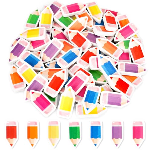 JarThenaAMCS 70Pcs Welcome Back to School Mini Bulk Erasers Colorful Pencil Shape Erasers Cute Pencil Collection Erasers for First Day of School Party Classroom Stationery Supplies - style: Colorful Pencil