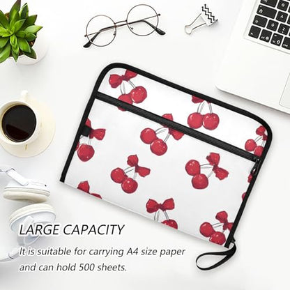 Expanding File Folder Red Cherries Bows Cherry A Accordion File Organizer 13 Pockets Document Organizer with Zipper Labels A4 Letter Office Storage