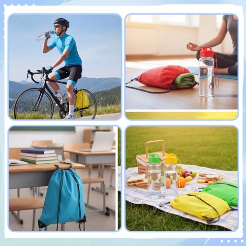 40 Pcs 17 oz Plastic Water Bottles Bulk and Drawstring Backpack Set for Back to School Gifts Reusable Flip Top Leakproof Water Bottles with Handle Adults Sports Gym Travel Outdoor(Classic) - color: Classic