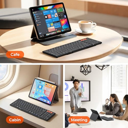 MEETION New Foldable Bluetooth Keyboard with Touchpad, Portable Wireless Keyboard with Numeric Keypad, Full-Size Rechargeable Business Travel for iPad Phone Laptop PC iOS, 2026 New Upgrade
