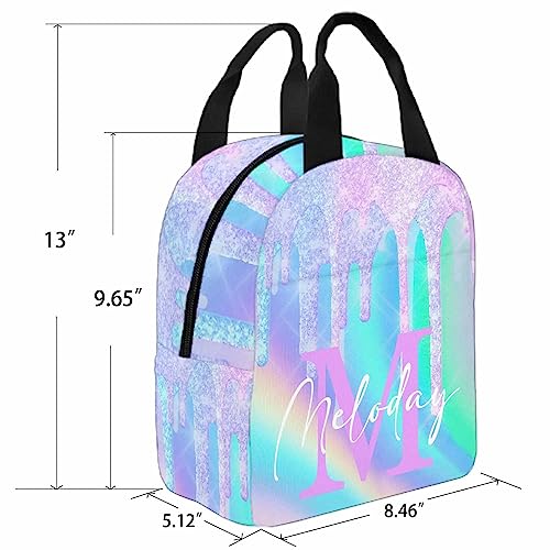 Customize Name Casual School Backpack for Kids, Personalized Rainbow Glitter Initial Schoolbag Shoulder Bag Custom Lunch Box Bag Travel Daypack for Students Boys Girls Back School Gifts Picnic - color: Multi 18