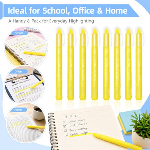 Yellow Gel Bible Highlighters, 8 Pack No Bleed Gel Highlighter Markers, Yellow Highlighters for Bible Study, Journaling, Notes, School and Office Use