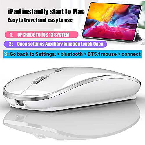 Bluetooth Mouse for iPad pro iPad Air Mac MacBook Pro MacBook Air MacBook Laptop Chromebook Win8/10/11 HP DELL PC - color: WHITE