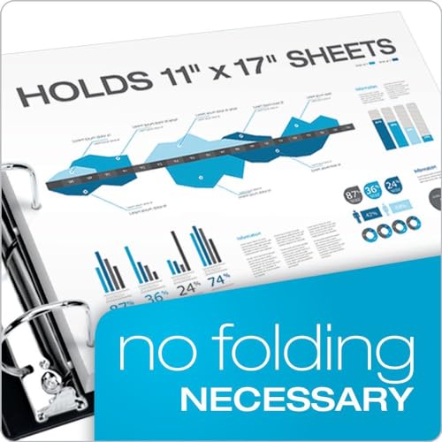 Cardinal 12122 Premier Easy Open 11 x 17 Locking Slant-D Ring Binder, 1 1/2" Cap, Black - size: 1.5-Inch
