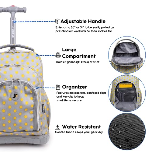 J World Lollipop Kids Rolling Backpack & Lunch Bag Set for Elementary School. Carry-On Suitcase with Wheels, Candy Buttons - color: Candy Buttons