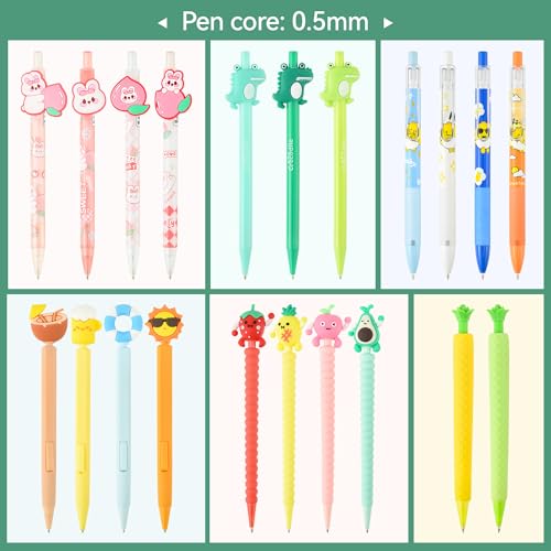 12PCS Cute Mechanical Pencils 0.5/0.7mm with Eraser & Lead Refills | Kawaii Cartoon Mechanical Pencil Set Bulk Pack