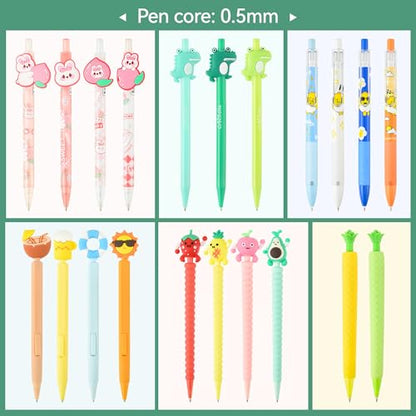 12PCS Cute Mechanical Pencils 0.5/0.7mm with Eraser & Lead Refills | Kawaii Cartoon Mechanical Pencil Set Bulk Pack