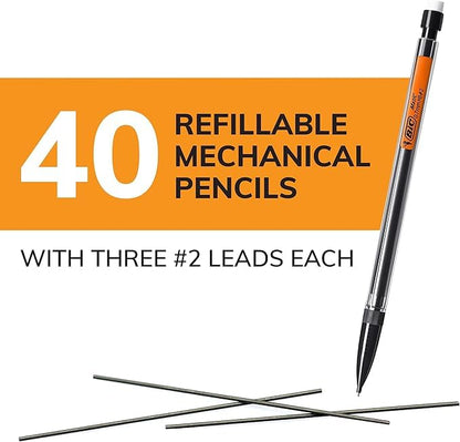 BIC Xtra Smooth Mechanical Pencil with 0.7 mm Medium Point ,Refillable and Retractable, School Supplies for Students and Teachers, 40-Count Pack - color: Black, size: 40 Count (Pack of 1)