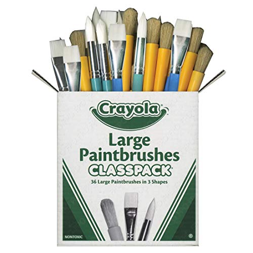 Crayola Paintbrush Variety Classpack (36ct), School Art Supplies for Kids, Flat & Round Paint Brushes for Toddlers & Classrooms, Easy Grip Handle - size: 36 Count (Pack of 1), style: Paintbrush Variety Pack