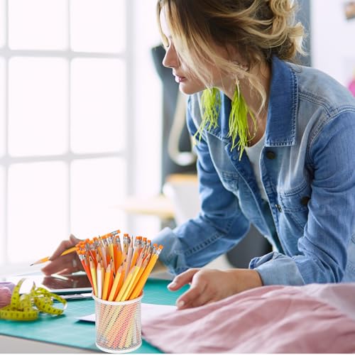 TecUnite 60 Pcs HB Pencils #2 Unsharpened Wood Cased Pencils with Eraser Hexagonal Pencil Cute Graphite No 2 Pen for Adults Gifts Exam School Office Sketching Learning(Orange, Sliver) - color: Orange, Sliver