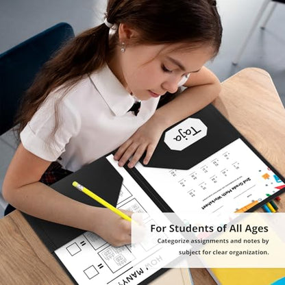 Taja Plastic Folders with Pockets (6 Pack, Black), 2-Pocket Folders with Business Card Slot, Heavy Duty, Fit Letter Size Documents, Perfect for School, Office & Business - color: C-black, size: 6 Pack
