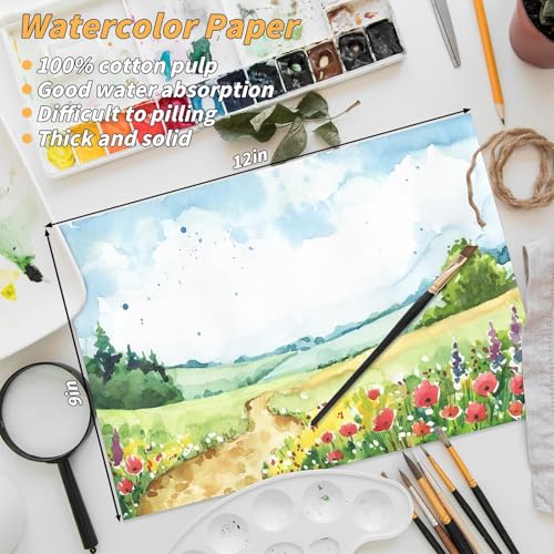 150 Sheets Cotton Watercolor Paper Pad-230GSM Art Paper-9 x 12 inch Painting & Craft Paper, Finger Paints, Watercolor, Tempera, Drawing, Art Room & Home School Crafts - style: 9x12in-110LB/230GSM