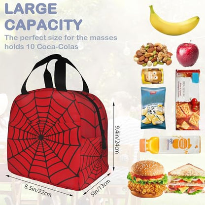 Spider Web Red Insulated Lunch Bag Reusable Lunch Box Women Men,Cooler Thermal Meal Tote for Kids School Student Picnic Office Work - color: Spider Web Red